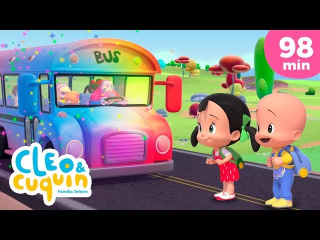 Las ruedas del bus de colores  y más canciones infantiles para bebés con Cleo y Cuquín