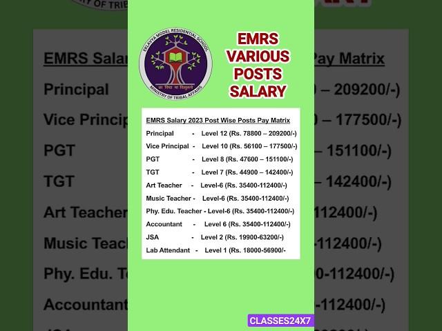 EMRS VARIOUS POSTS SALARY | EMRS JSA PGT TGT ACCOUNTANT SALARY #emrs #emrspgt #emrsjsa #emrstgt