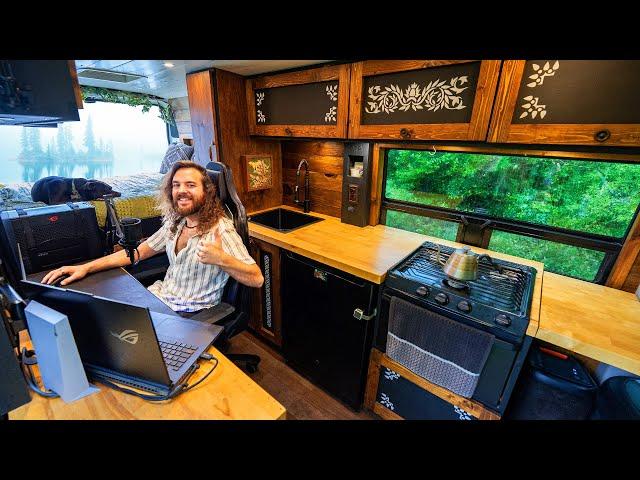 Luxury Vanlife Camping in Rainy Forest