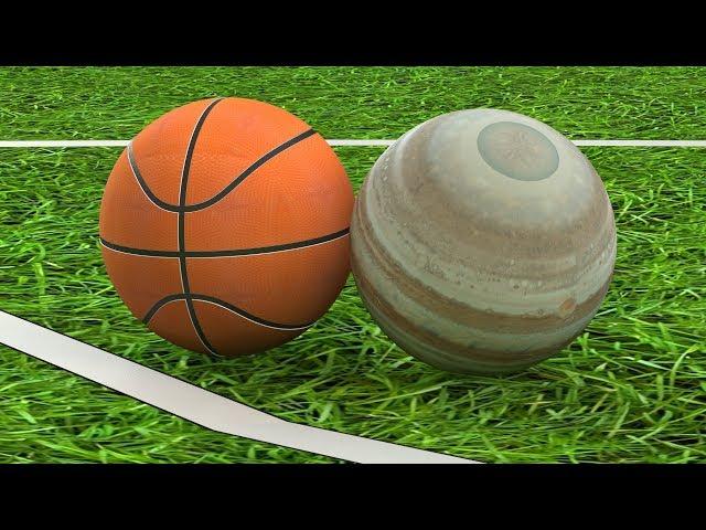 Comparison Solar System Planets with balls in a sport for children