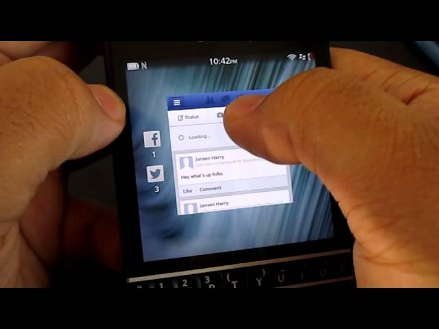 Social Media apps on Blackberry Q10 (shown off)