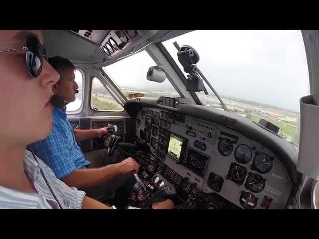 King Air F90 Cockpit Landing New Orleans Intl. Airport (KMSY)