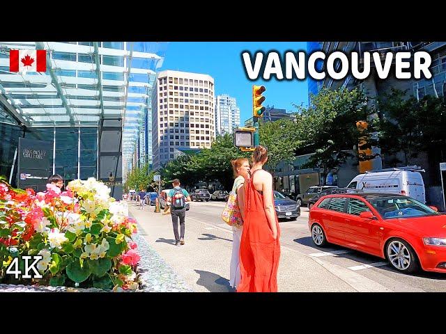  【4K】️ Downtown Vancouver  BC, Canada. Amazing sunny day. Travel Canada. Jul 2024.