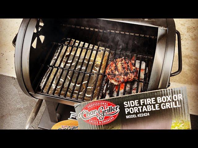 Smoked and Seared Burgers! / Char-Griller Side Fire Box Portable Charcoal Grill, Awesome!