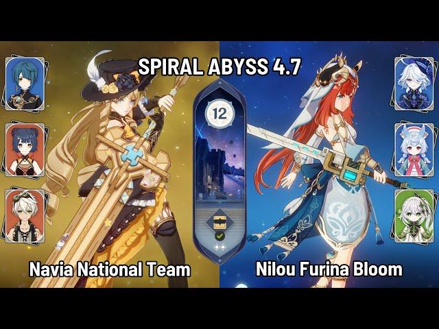 C0 Navia National F2P Team | C0 Nilou Furina Bloom | New Spiral Abyss 4.7 Floor 12 | Genshin Impact