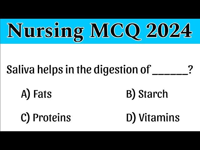 Nursing MCQs 2024 | nursing mcq questions | nursing mcq | aiims norcet mcq