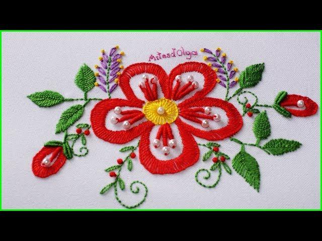 Hand Embroidery: Fantasy Flower with Buttonhole stitch | Flor Fantasía en Punto Ojal | Artesd'Olga