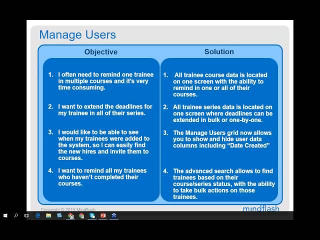 Mindflash LMS New User Management Webinar September 30, 2015