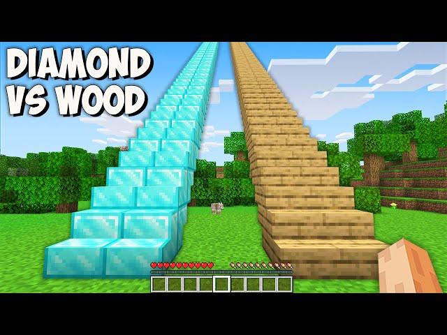 Which LONGEST STAIRS is BETTER in Minecraft? I found DIAMOND vs WOOD GIANT STAIRS!