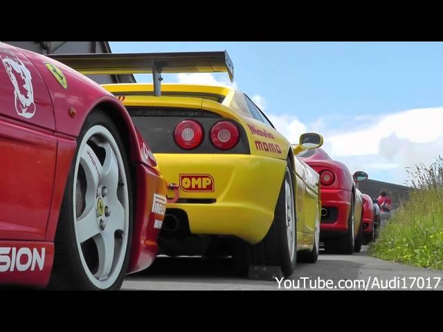 2x Ferrari F355 Challenge with Capristo Exhaust red & yellow - Loud Acceleration, Details [Full HD]