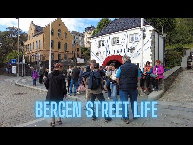 Walking - Peaceful Streets and Tourists in #Bergen, #Norway with anbient sound