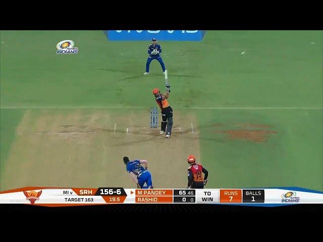 Manish Pandey hit last ball six on Hardik Pandya   MI vs SRH   IPL 2019   Wankhede Stadium