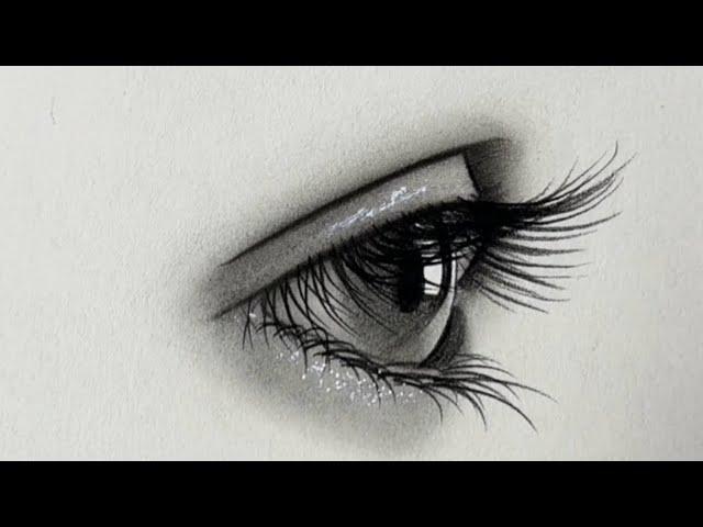 how to draw a beautiful eye / easy step by step hyper realistic eye drawing #art