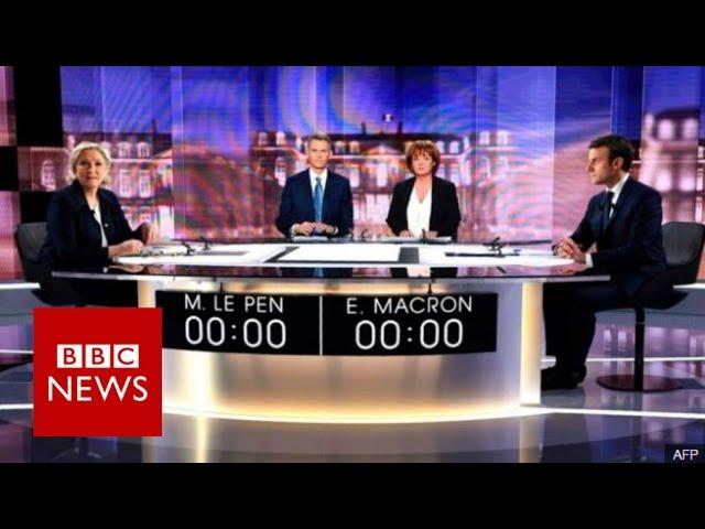 Le Pen and Macron clash in crucial French election debate - BBC News