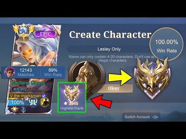 TOP GLOBAL LESLEY 3900stars DO WARRIOR TO MYTHIC CHALLENGE !! 100% WIN RATE (must watch) - MLBB