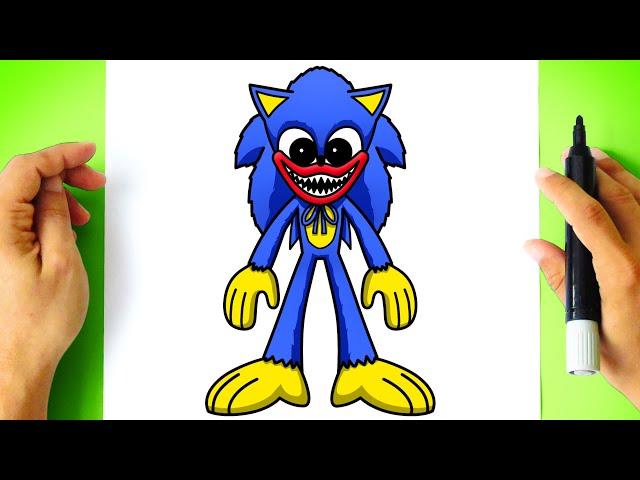 How to DRAW SONIC HUGGY WUGGY step by step - Sonic the Hedgehog