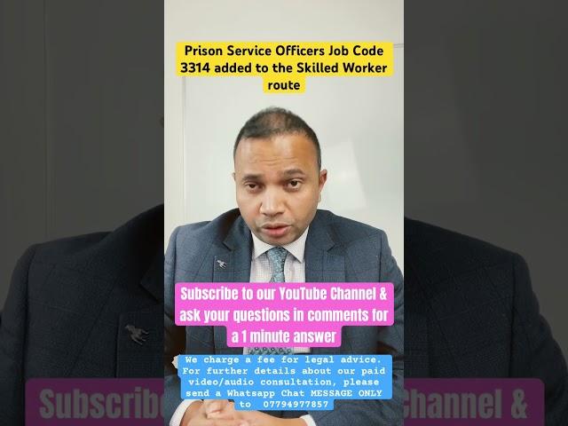 Update (5th October 2023) Prison Service Officers Job Code 3314 added to the Skilled Worker route