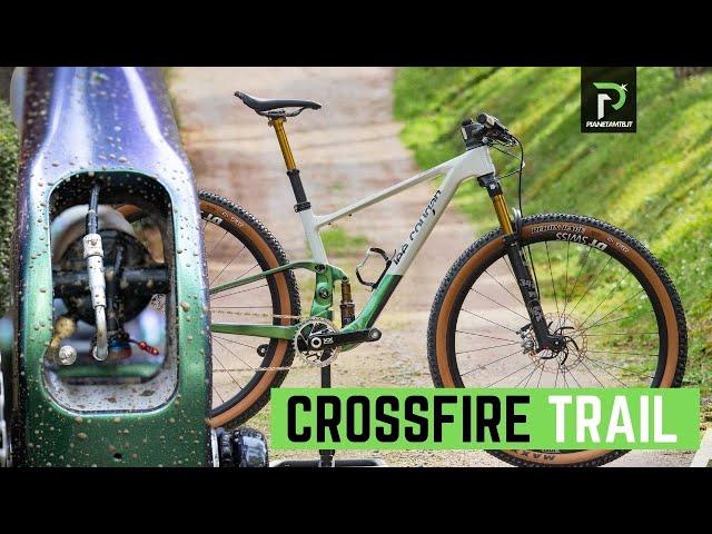 LEE COUGAN CROSSFIRE TRAIL MTB FULL BY XCO. THEY HAVE PUNCHED THE FRAME TO LOWER THE SHOCK ABSORBER!