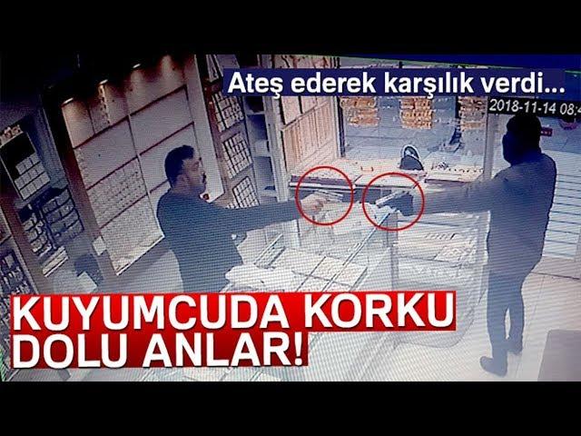 Ankara'da Kuyumcunun Silahlı Soyguncuyu Püskürtme Anı Kamerada