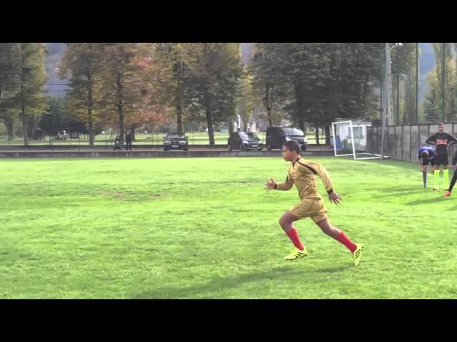 Adrien Moncet (année 2004), tests physiques 2 du stage gardien de but à Luchon - octobre 2015