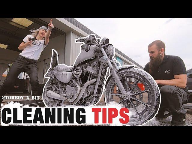 MOTORCYCLE CLEANING TIPS / My Filthy Harley Davidson Sportster Iron Spring Wash / GOPRO MAX 360