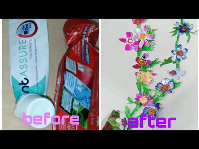 How to make flower with toothpaste cover | glorious creating creative