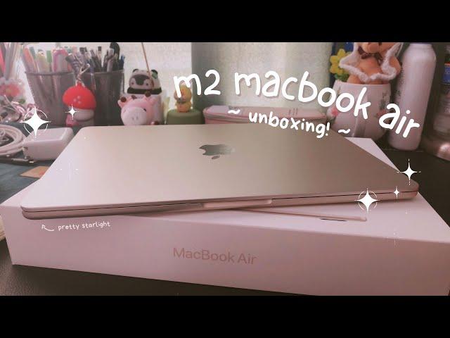 m2 macbook air aesthetic unboxing + setup + accessories 