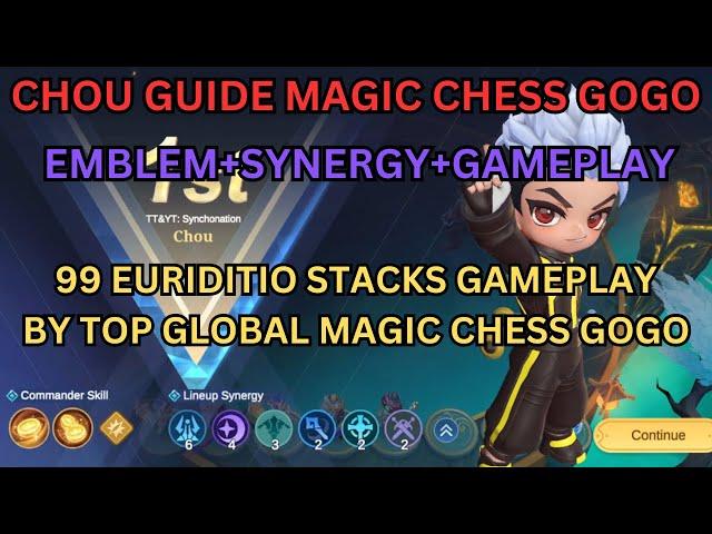 PENJELASAN LENGKAP COMMANDER CHOU  + GAMEPLAY 99 STACK EURIDITIO BY TOP GLOBAL MAGIC CHESS GO GO