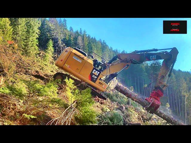 CAT 323F mit Top Fahrer im Steilhang ◇  CAT 323F in Forest ◇ KEIN LEHRVIDEO für Baggerfahrer 