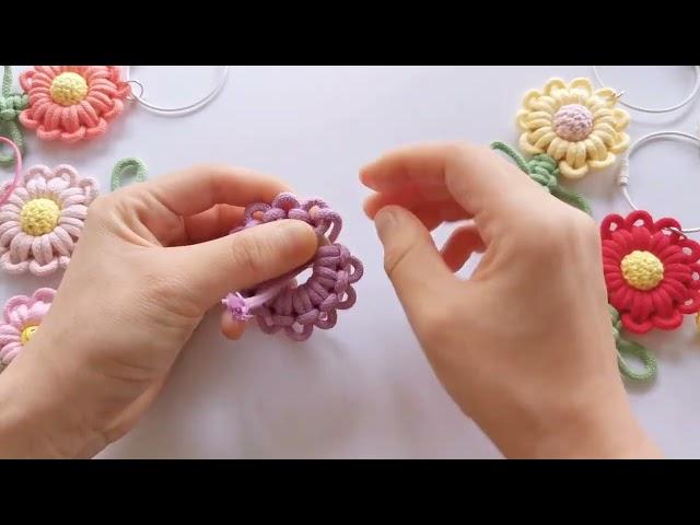 poke embroidery macrame手工編織花朵掛飾 手工diy