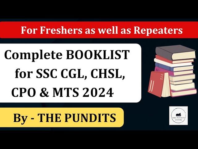 BOOKLIST For SSC CGL 2024 By THE PUNDITS #ssccgl #sscchsl #ssc #sscmts #ssccpo #thepundits