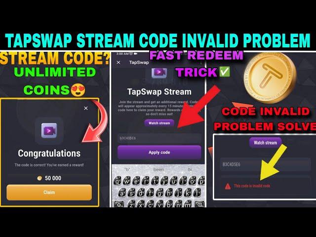 tapswap stream code invalid code problem | tapswap stream code not working | tapswap stream code