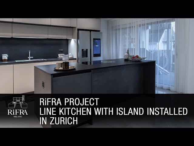 LINE kitchen with island installed in Zurich