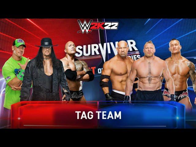 Undertaker + John Cena + The Rock vs Brock Lesnar + Goldberg + Randy Orton 3v3 Tag Team | WWE 2K22