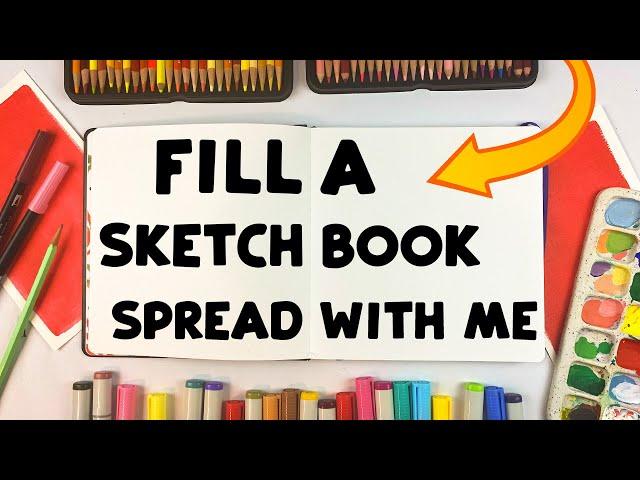 Fill a Sketchbook Spread with Me *cozy freestyle art*