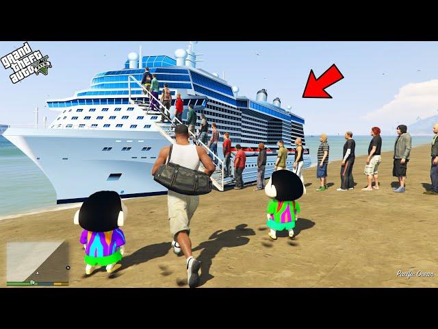 GTA 5 : Franklin First Ship Experience With Shinchan & Pinchan in GTA 5 ! (GTA 5 mods)