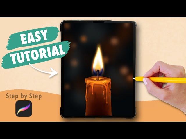 Draw With Me - Realistic Candle | Procreate Digital Art Drawing Tutorial for Beginners