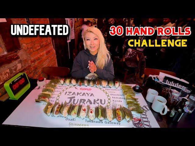 UNDEFEATED 30 HAND ROLL CHALLENGE at Izakaya Juraku in New York City!! #RainaisCrazy