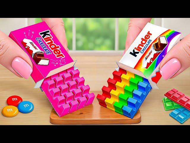 PINK KINDER vs RAINBOW KINDER  | Satisfying Mini Cake Challenge & ASMR Dessert