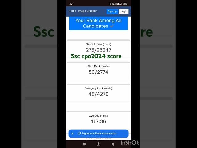 SSC CPO 2024 SCORE CARD Answer key