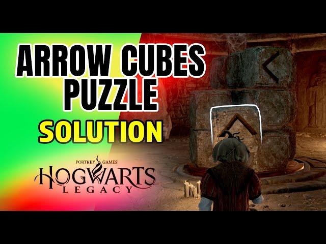 How to solve Arrow Cubes Stone Pillars Cave Puzzle - Hogwarts Legacy