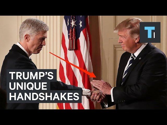 A body language expert analyzes Trump's unique handshakes