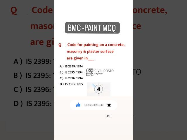 Bmc mcq #civil_engineering_mcq #bmc #ssc_je #gatece #building_material#viral #bmc #dda #civil #paint
