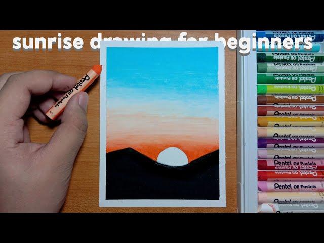 Easy Sunrise Oil Pastel Drawing for Beginners | Step-by-step Tutorial