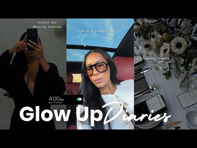 GLOW UP DIARIES | 4AM winter arc routine,  my *that girl* makeup routine, the ️ on influencer life