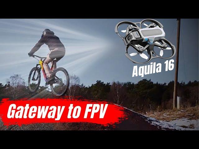 Aquila16 beginner FPV Kit REVIEW | I want to chase mountain bikers