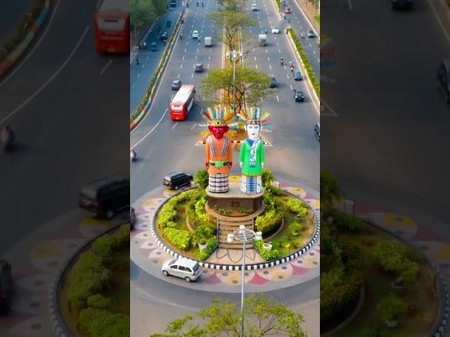 Ondel-Ondel Monument, Jakarta: Aerial Drone Footage of Cultural Icon