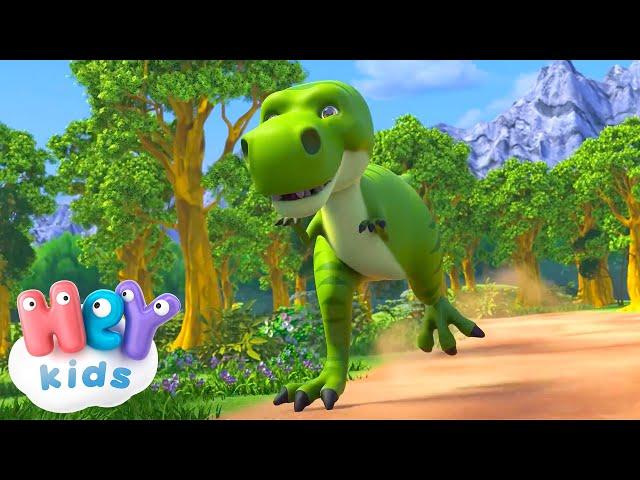 Here comes the dinosaurs  | Dinosaur Song for Kids | HeyKids Nursery Rhymes