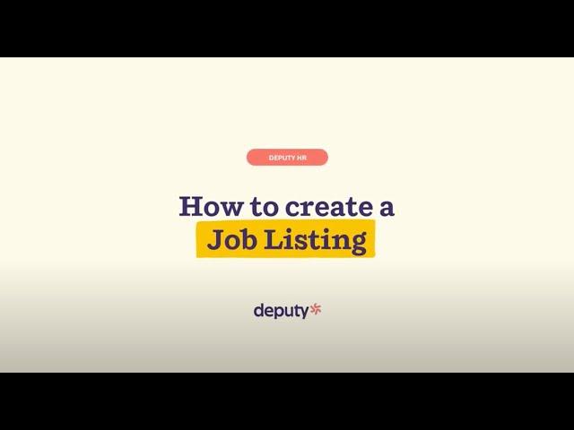 Creating a Job Listing