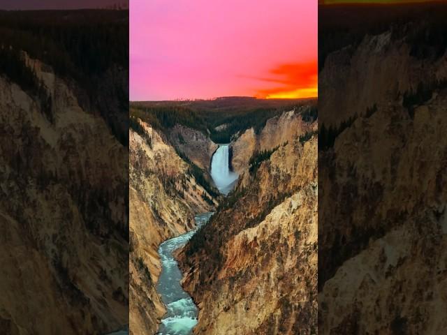 Most INSANE Waterfall in YELLOWSTONE  #yellowstone #travel #adventure #waterfall #sunset #nature